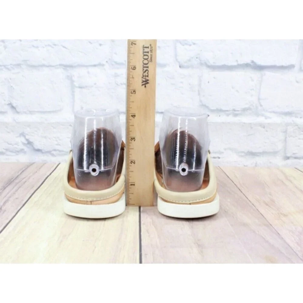 LL Bean Tan Leather Mule Flat Slide Moc Toe Open Back Loafer Size 6 M - Picture 8 of 9